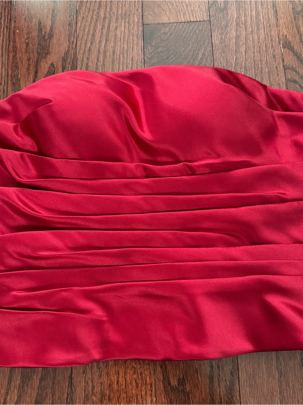 Bill Levkoff Strapless Ruched Red Satin corset